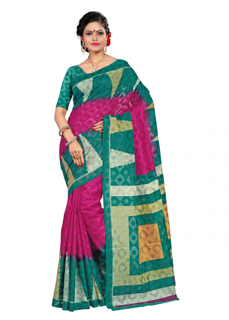 Buy Kotton Mantra Multicolor Jute Cotton Printed Designer Saree With Unstitched Blouse Piece (kmsc31015) online