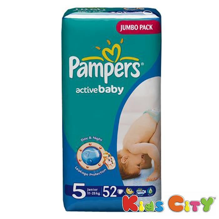 Buy Pampers Active Baby Diapers (size 5) - Junior - 52 (11-25kg) (imported) online