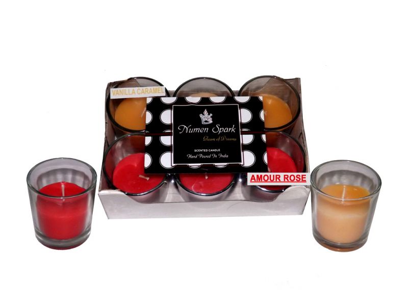 Buy Amour Rose-vanilla Caramel Dual-scent Votive Candle (pack Of 6) online