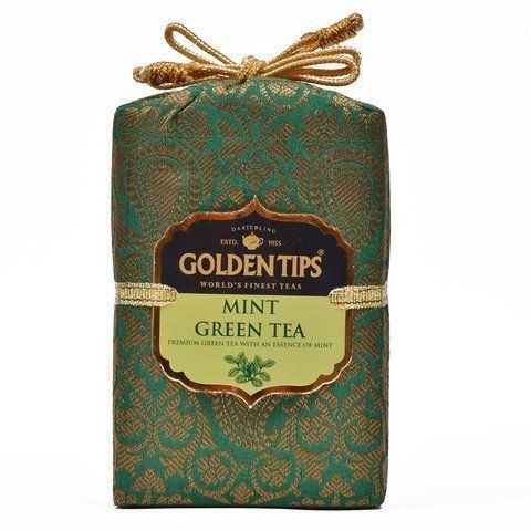 Buy Golden Tips Mint Green Tea - Brocade Bag, 100G online