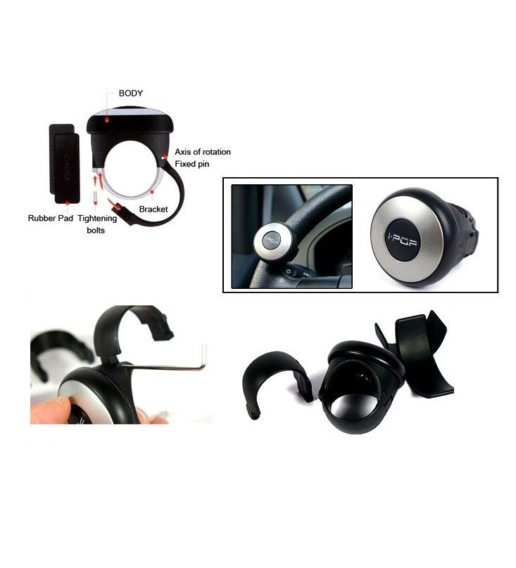Buy Autoright Mini Car Power Steering Knob Handle - Black And Silver For Tata Manza online