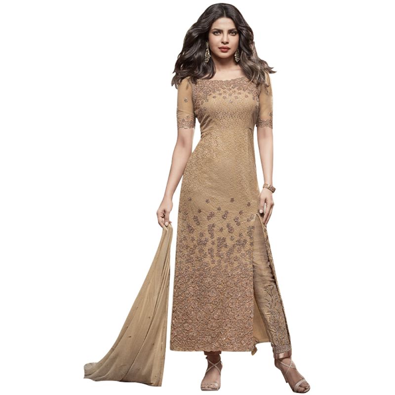 Buy Bollywood Replica Designer Very Attractive Priyanka Chopra Beige Embroidered Straight Cut Salwar Kameez 127f4f05dm Online Best Prices In India Rediff Shopping