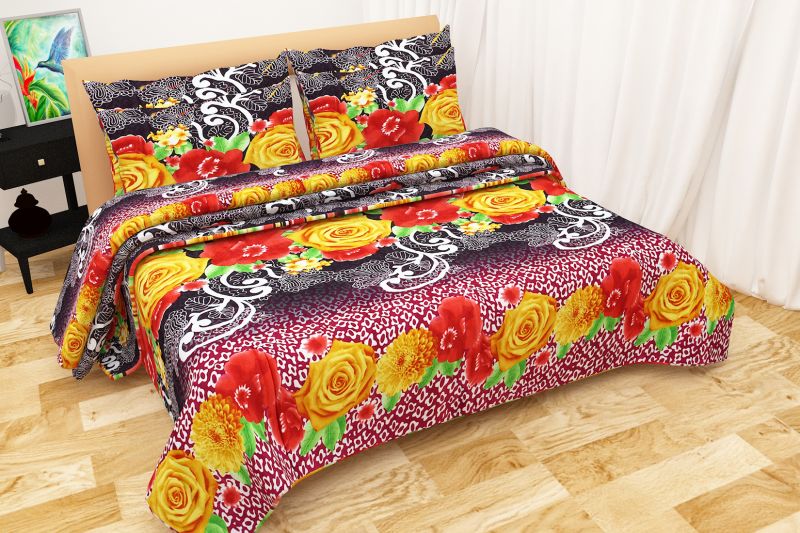 Buy Shree Jee Combo Of 3d Polyester Double Bed-sheet (code - 3ddb1005) online