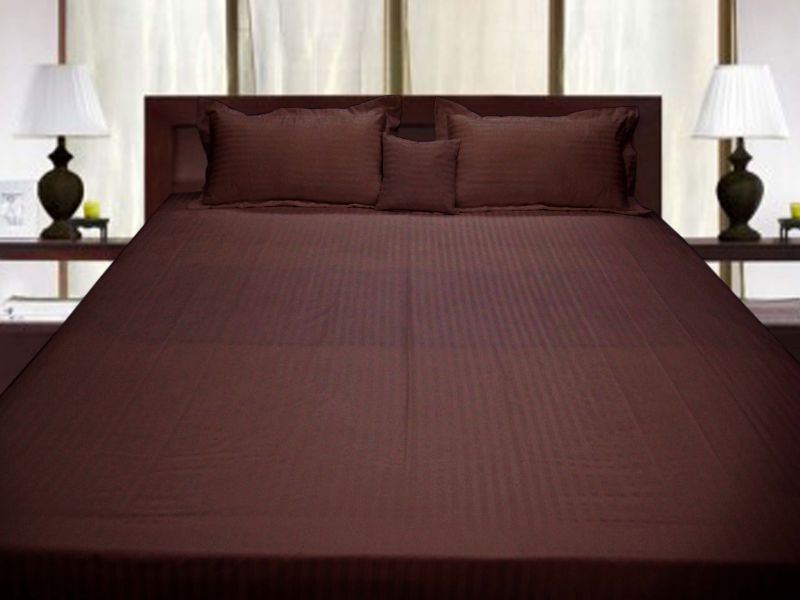 Buy Pure Egyptian Cotton Queen Bed Bedsheet 2 Pillowcase - Brick Stripe online