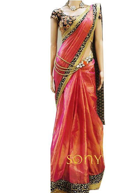 Buy New Pink Paper Silk Georgette Designer Saree Nx-28 online