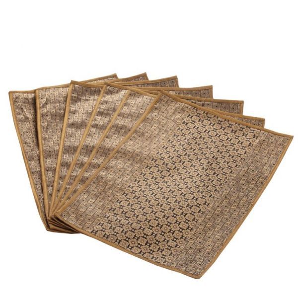 Buy Jodhaa Table Mats Set Of 6 In Black And Gold online