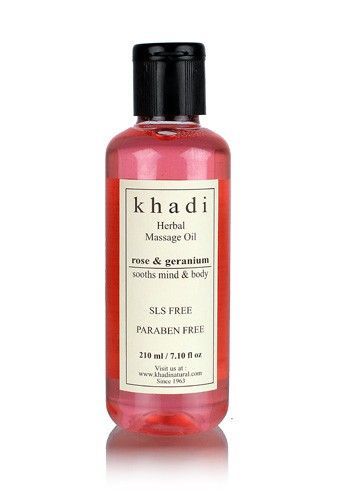 Buy Khadi Rose & Geranium Massage Oil (sooths Mind & Body )- Without Mineral Oil online