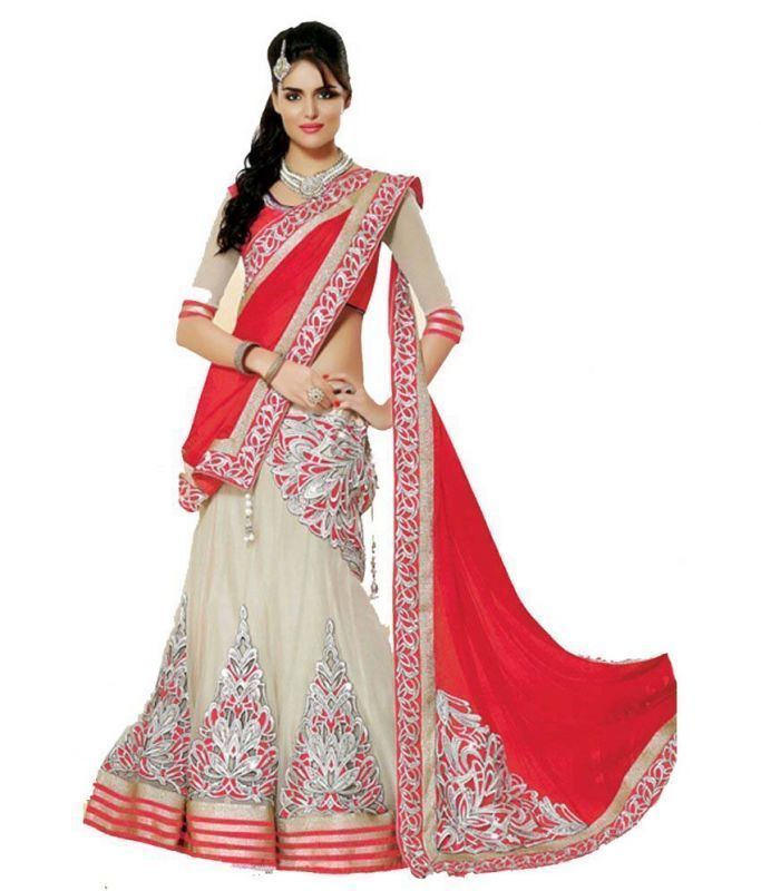 Buy Lavri Red Romance Heavy Embroidered Designer Lehenga Saree online
