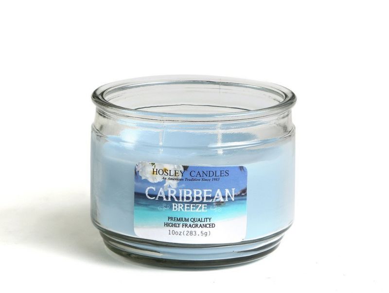 Buy Hosley Caribbean Breeze Highly Fragrance 2 Wick 10 Oz Wax Small Glass Jar Candle online