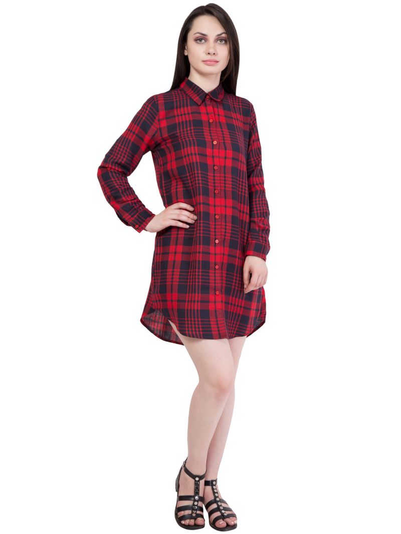 red checked shirt dress womens