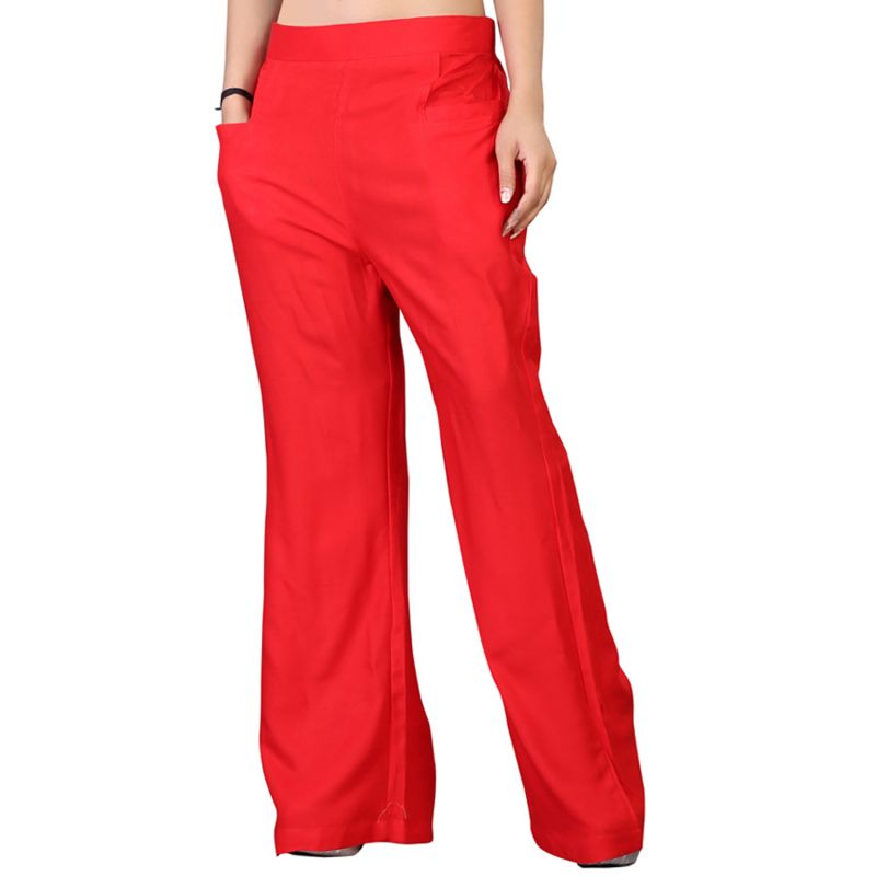 Buy Vedik Style Womens Solid Red Regular Fit Palazzos(code-pz0104-r) online