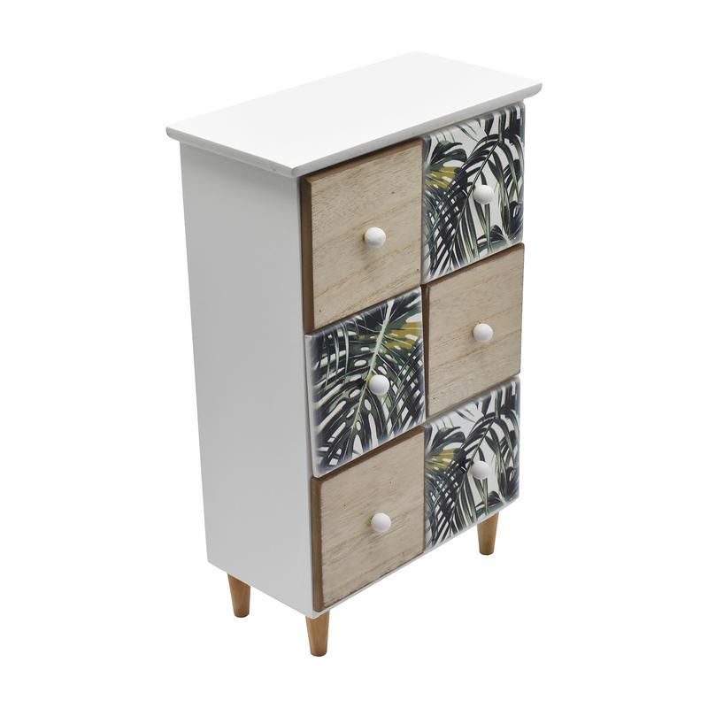 Buy Mini Cabinet With Multi Drawer For Storage Leaf Print Online