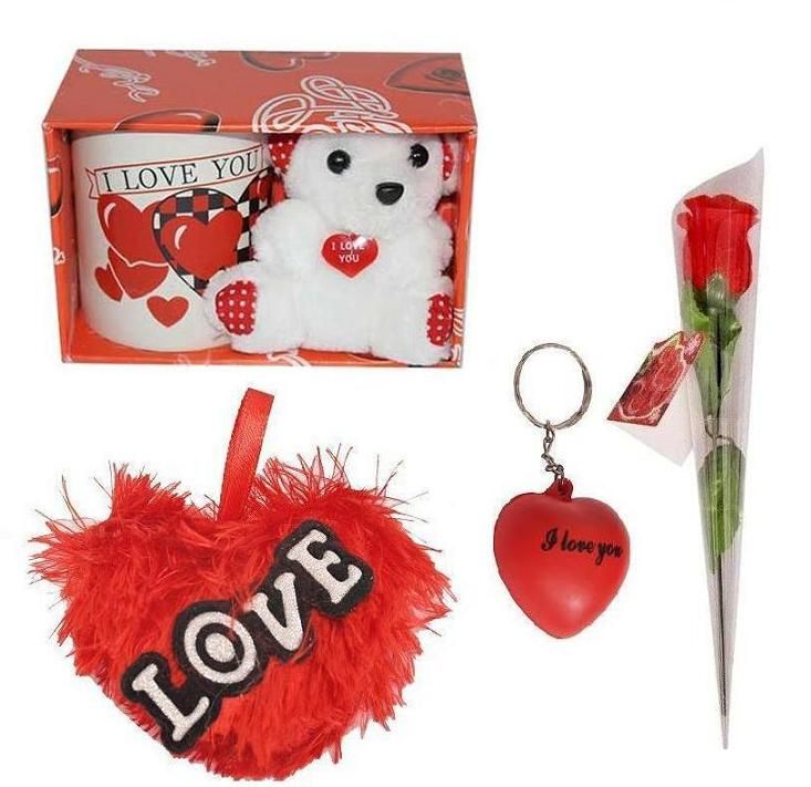 Buy Indigo Creatives Love Gift I Love You Coffee Mug With Teddy Bear Red Heart Keychain And Faux Red Rose Online Best Prices In India Rediff Shopping