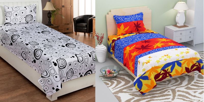 Buy Bene Cotone Single Printed Bedsheet With 1 Pillow Covers ( Set Of 2 ) online