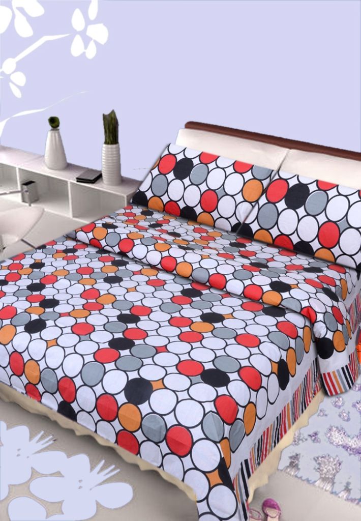 Buy Pure Cotton Double Bedsheet & 2 Pillow Covers from Panipat - Geometry pattern online