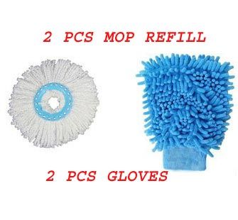 Buy Set Of 2 Multi Purpose Microfiber Washing Gloves & Set Of 2 Mop Head Refills online