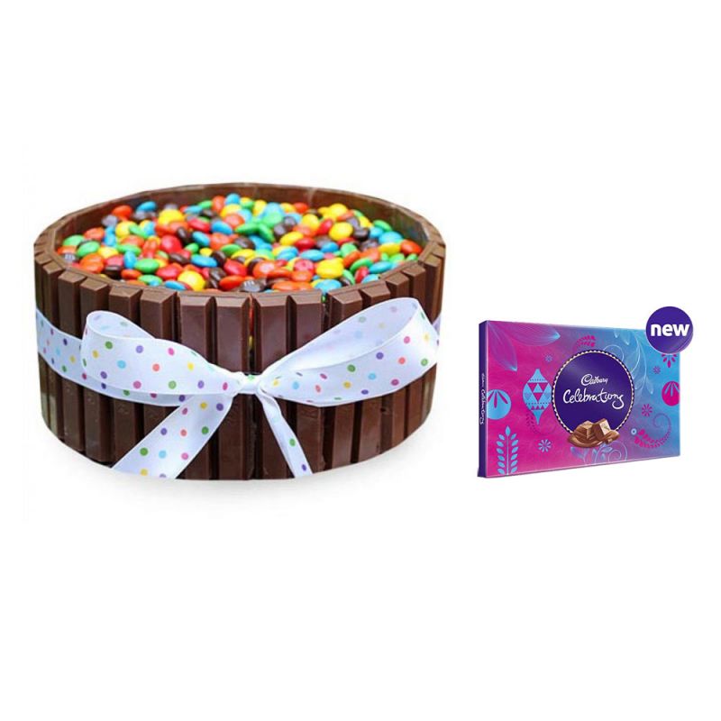 Buy Bigwishbox Kitkat Chocolate Cake With Cadbury Celebration Set online