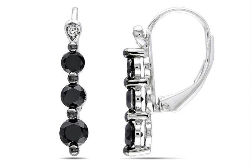 Kiara White Gold Plated Blackstone Earring