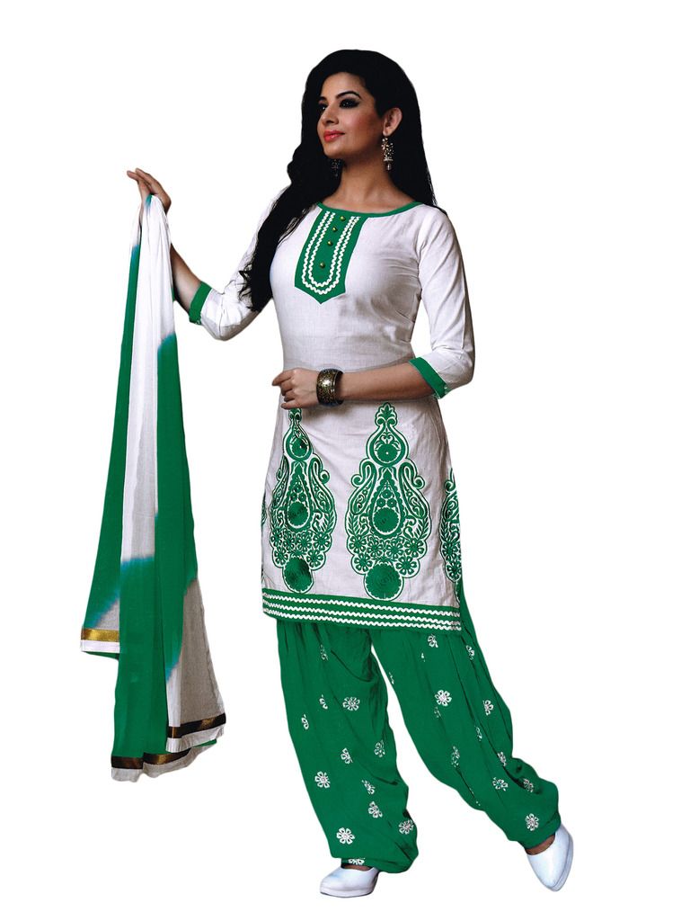white salwar kameez with green dupatta