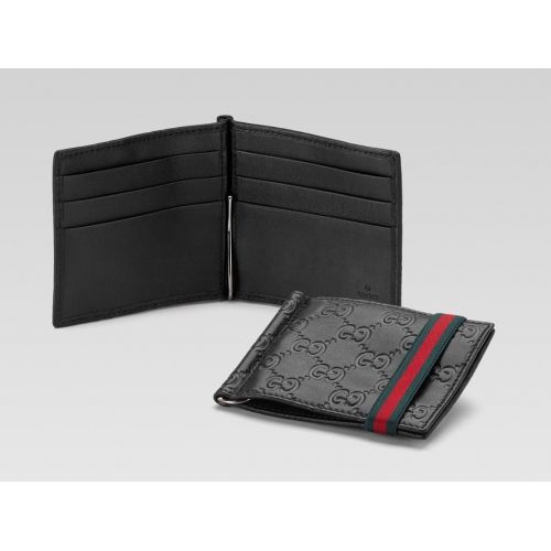 Buy Gucci Money Clip Wallet Black Guccissima Leather Signature Web Price and Features.Shop  Gucci Money Clip Wallet Black Guccissima Leather Signature Web Online.