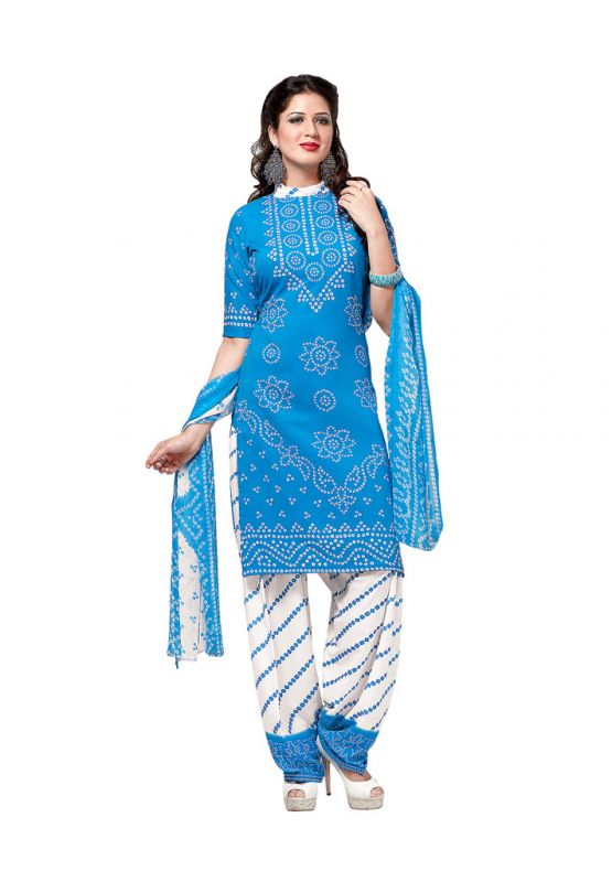 white salwar kameez with blue dupatta