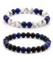 Set Of Two Bracelet Of Black Onyx Lapis Lazuli And Howlite Stretch Bracelets - Code ( Lapblkhowlite2br )