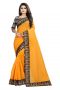 Mahadev Enterprises Orange Chanderi Cotton Saree With Running Blouse Pics ( Code - Bbc135d)