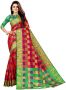 Mahadev Enterprise Heavy Banarasi Silk Red Saree With Running Blouse Piece (code-dc201red)