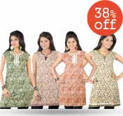 Kriaa-orchid Cotton Kurtis (Pack of 4)