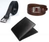 Combo Of Italian Leather Wallet And 2 Leatherite Belts