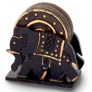 Vivan Creation Elephant Design Wooden Tea Coaster Handicraft -110