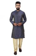 Angrakha Cotton Silk Regular Fit Self Design Kurta Pajama Set ( Code - Bckuset002)