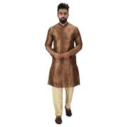Angrakha Cotton Silk Regular Fit Self Design Kurta Pajama Set ( Code - Bckuset003)