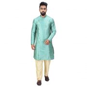 Angrakha Cotton Silk Regular Fit Self Design Kurta Pajama Set ( Code - Bckuset0011)