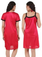 Fasense Exclusive Women Satin Nightwear Sleepwear 4 PCs Set, Nighty,dp100 A