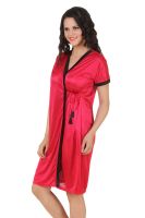 Fasense Exclusive Women Satin Nightwear Sleepwear 4 PCs Set, Nighty,dp100 A