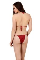 Fasense Women's Satin 6 PCs Nighty, WrapGown,Top,Pyjama,Bra & Thong