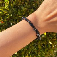Real Black Tourmaline Chip Stretch Crystal Bracelet For Men And Women