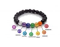 Chakra Crystals Lava Volcanic Beads Crystals Stretch Bracelet For Men And Women ( Code Lavachakrabr )