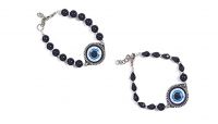 Set Of 2 Evil Eye Lucky Protection Charm Adjustable Black Bracelet - ( Code - Evl2blkbr )