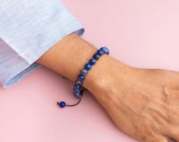 Lapis Lazuli Crystal 8 MM Adjustable Bracelet For Men And Women Reiki Healing ( Code Lapisdoribr )