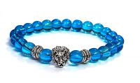Lion Head Protection Charm Blue Crystal Bracelet For Men And Women