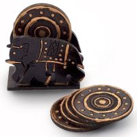 Vivan Creation Elephant Design Wooden Tea Coaster Handicraft -110