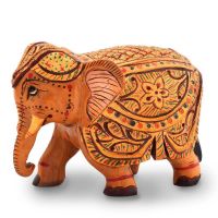 Vivan Creation Wooden Hand Carved Painted Elephant Handicraft 153