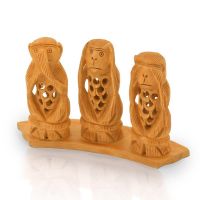 Vivan Creation Gandhi Monkey Set Fine Carved Wood Handicraft -158