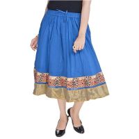 Vivan Creation Rajasthani Ethnic Turquoise Cotton Short Skirt  Free Size