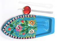 Kuhu Creations Explorer Multicolor Flower Turquois Blue Steam Tin Ship - ( Code - Blue-01 )