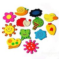 Kuhu Creations Supreme Fridge Magnet Wooden Stickers In Vivid Color Cute And Beautiful. (vivid Color Thin Shapes 12 Pcs)