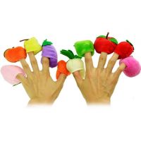 Kuhu Creations Velvet Cotton Finger Puppet Fruits & Vegetable - Set 10 PCs
