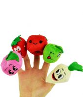 Kuhu Creations Velvet Cotton Finger Puppet Fruits & Vegetable - Set 10 PCs